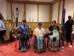 2023 01 13 il podio con Rene De Silvestro secondo nel terzo Slalom Gigante di Veysonnaz 2